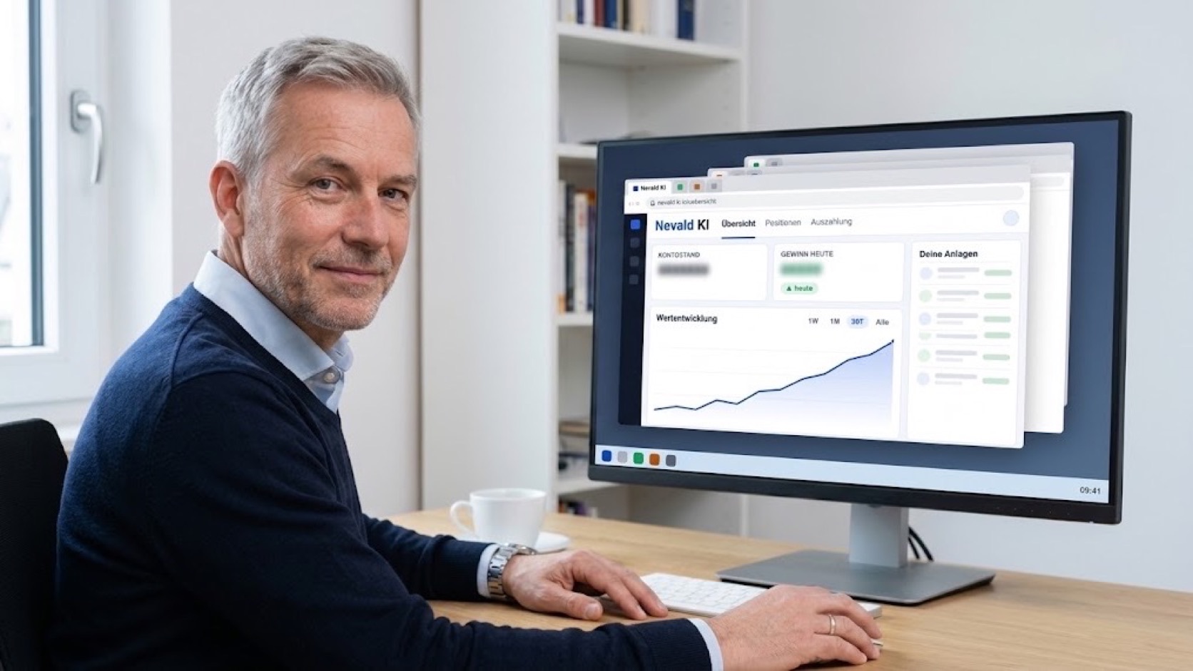 Testnutzer Thomas K. an seinem Arbeitsplatz